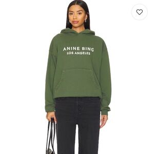 Anine Bing Alto Hoodie in Dark Olive size Medium NWT Revolve.